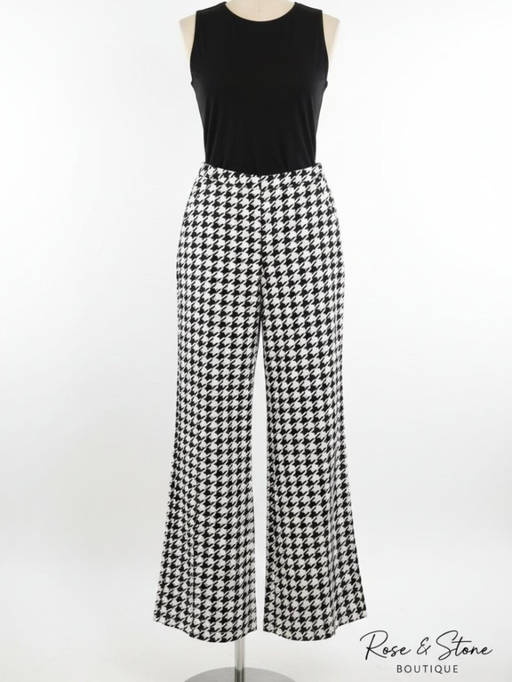 Maraislie Paris Houndstooth Wide-Leg Trousers | Size 3 (L) | Made in France